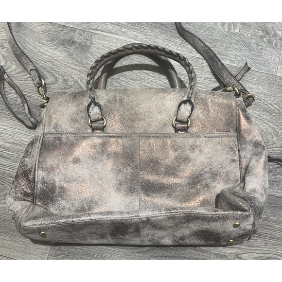 Aimee Kestenberg Soho Leather Gold Pink  Metallic Distressed Bag, Satchel - Picture 6 of 12